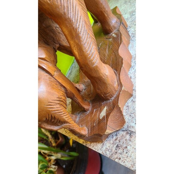 Vintage 1970s Hand Carved Elephant mother and calf - Picture 9 of 12